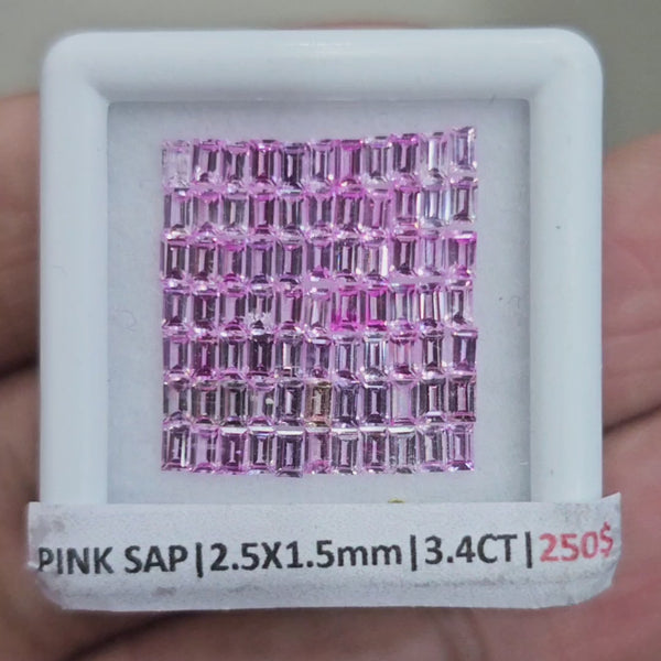 Box Of Natural Sri Lanka Unheated Pink Sapphire  | 2.5x1.5mm | Rectangle