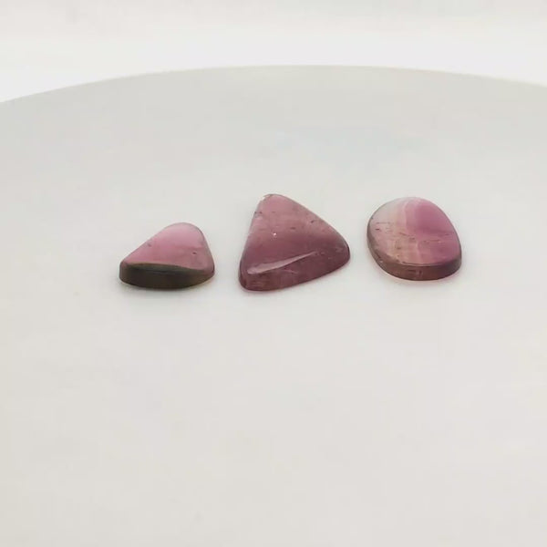 3 Pisc Of Natural Watermelon Tourmaline Slice | Size:18-26mm | With Certificate