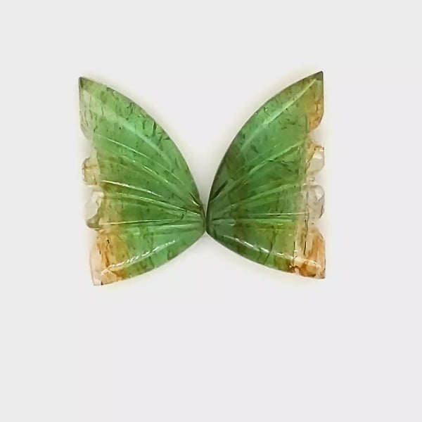 Natural Watermelon Tourmaline Butterfly Carved Pair | Size:15x9mm