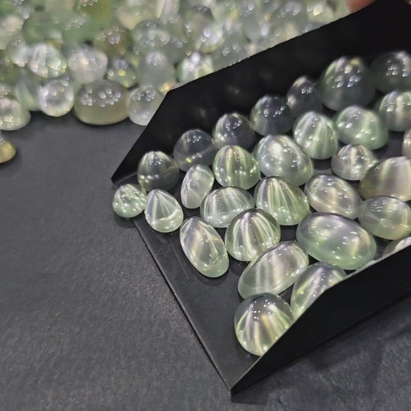 Rare : 10 Pcs Ceylon Green Moonstone | Top Grade | 9–14mm | Natural Gemstones