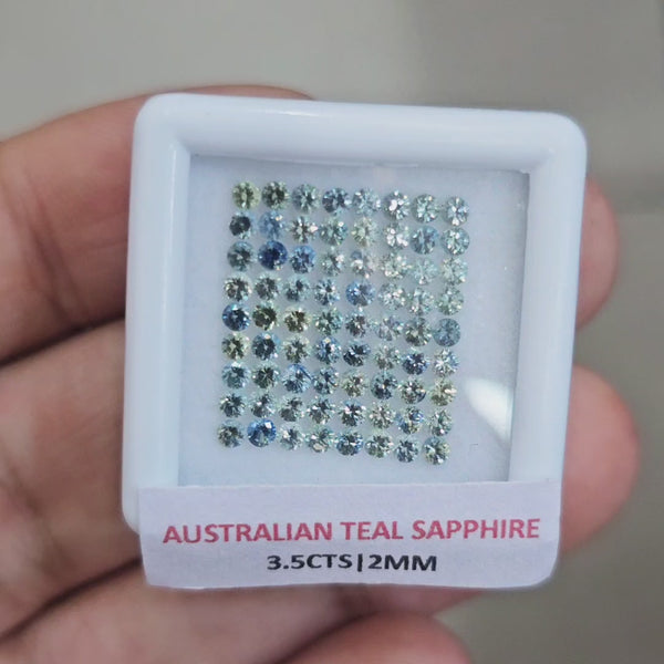 3.5cts  Natural Australian Teal Sapphire | 2mm| Round | Unheated