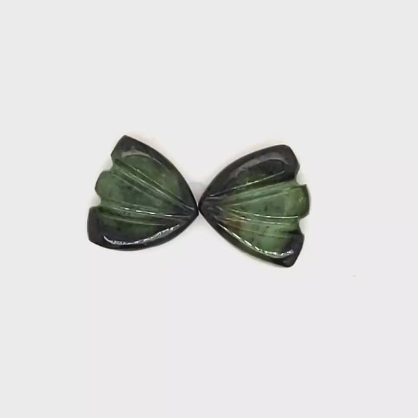 Natural Watermelon Tourmaline Butterfly Carved Pair | Size:7mm