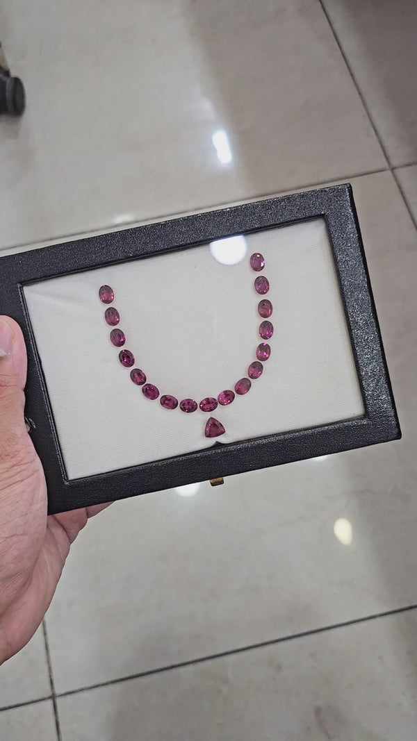 Layout Of Natural Rhodolite Garnet Faceted |  37 Cts | Size: 9-10mm
