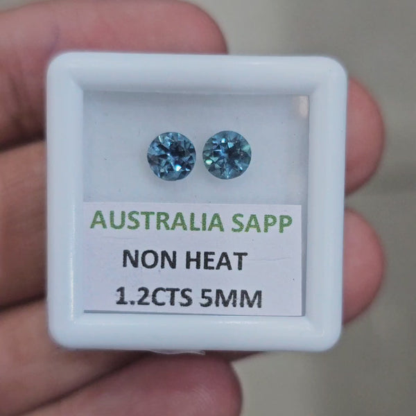 1.2cts Natural Unheated Teal Sapphire From Australia | 5mm| Round | Ideal Cut