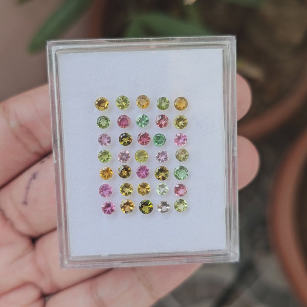 35 Pcs Of Natural Tourmaline Faceted | Shap:Round| Size:4mm