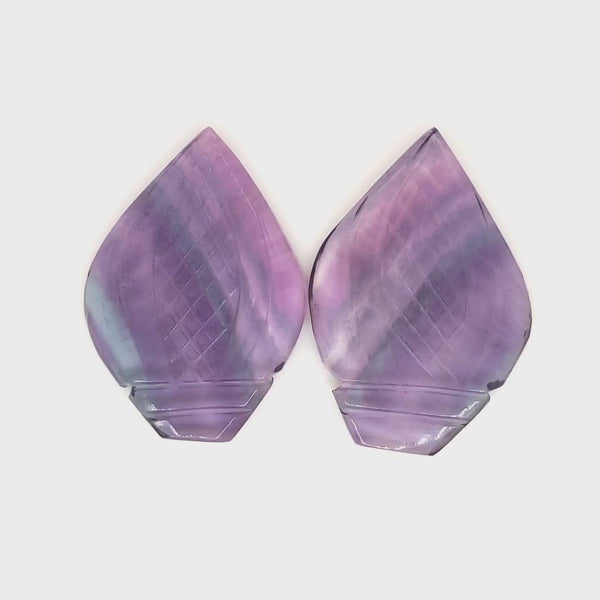 Natural Flourite Stone Pair Carved | Size: 35x16mm