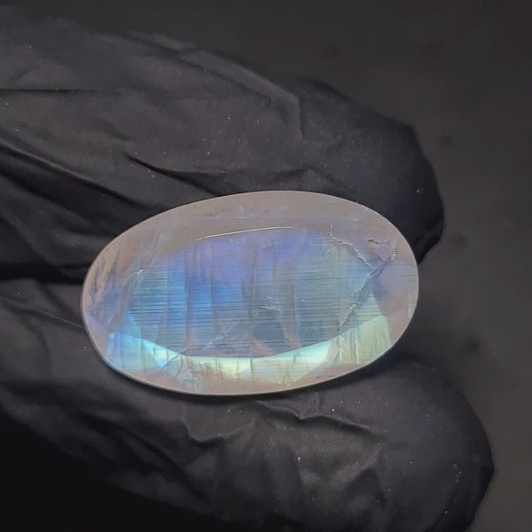 Natural Rainbow Moonstone from India Faceted | Oval| 24x14mm