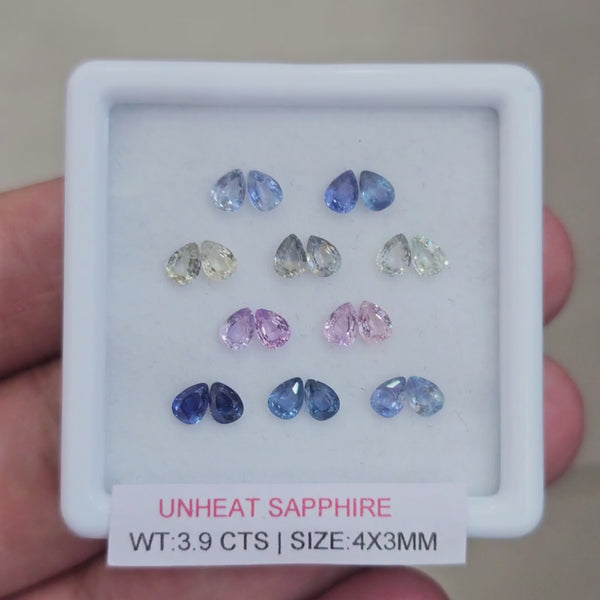 Box Of Natural Sri Lanka Unheated Sapphire  | 4x3mm | Pear