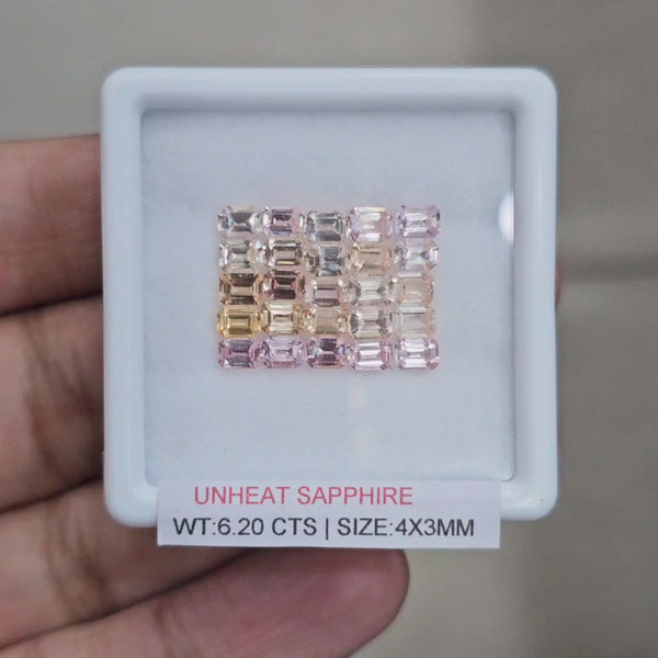 Box Of Natural Sri Lanka Unheated Sapphire  | 4x3mm | Rectangle