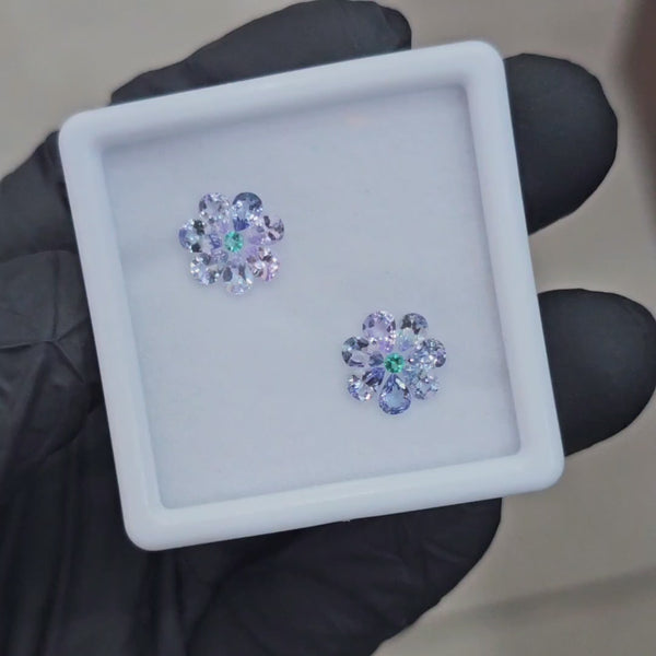 16 Pcs Of Natural Unheated Tanzanite & Tsavorite Faceted | Shape: Round & Pear | Size: 2-4mm