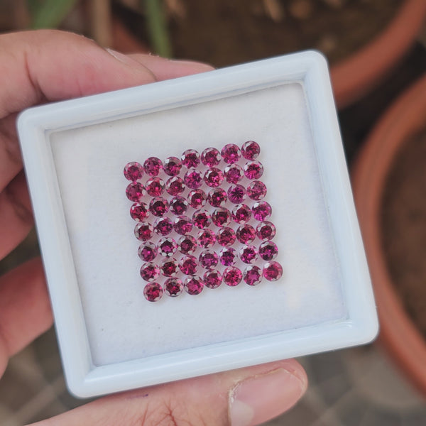 50 Natural Pink Rhodolite Garnet : Round Shape | Size:3mm