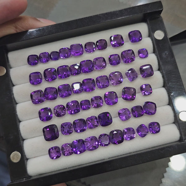 15 Pcs of Amethyst  Cushion | Flawless 5mm to 8mm