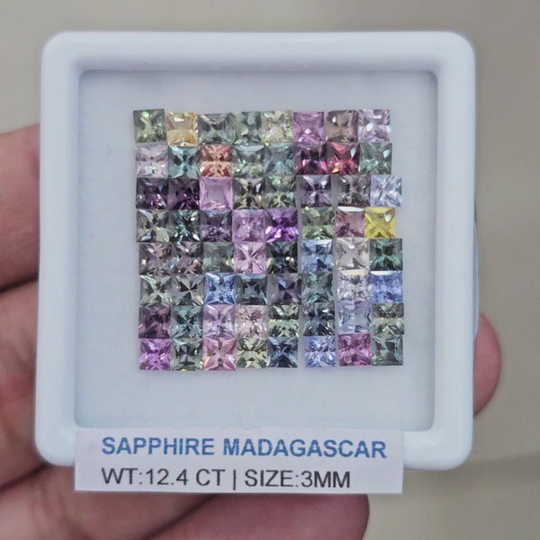 Box Of Natural Madagascar Unheated Sapphire  | 3mm | Square
