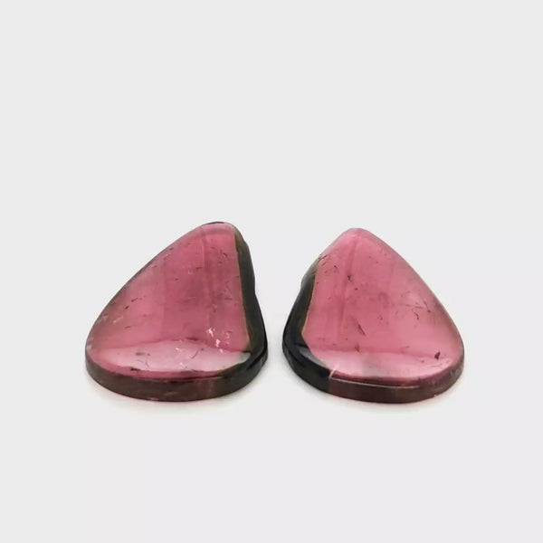 1 Pair Of Natural Watermelon Tourmaline Slice | Size:29x20mm | With Certificate