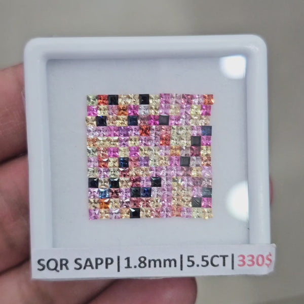 1 Box Of Natural Heated Sapphire | 1.8mm| Square |  Ideal Cut