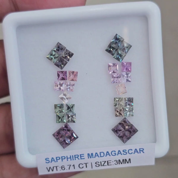 Box Of Natural Madagascar Unheated Sapphire  | 3mm | Square