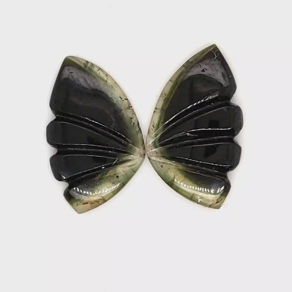 Natural Watermelon Tourmaline Butterfly Carved Pair | Size:19x12mm