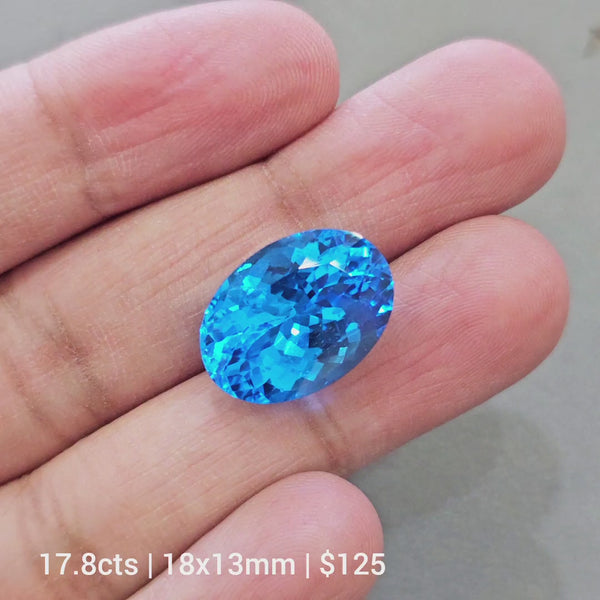 Natural Swiss Blue Topaz Faceted | Oval | 18x13mm