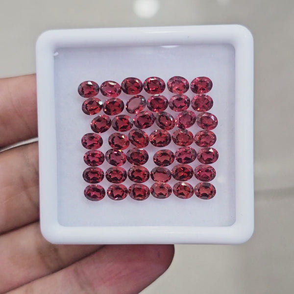 42pcs Natural Mozambique Cherry Garnet Faceted | Oval | Size: 5x4mm