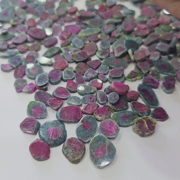 100 Carats Natural Ruby in Zoisite Slice Lot | 40–50 Pcs | 5mm–15mm | Unique Designer Stones
