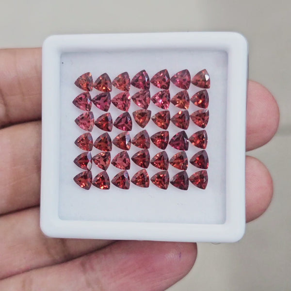 42pcs Natural Mozambique Cherry Garnet Faceted | Trillion | Size: 4mm
