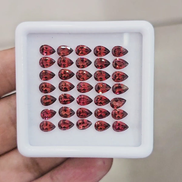 35pcs Natural Mozambique Cherry Garnet Faceted | Pear | Size: 6x4mm