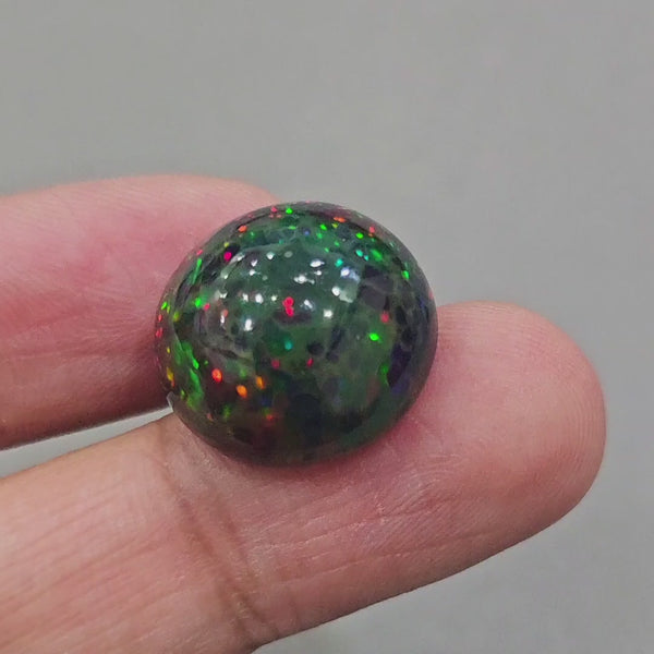 Natural Ethiopian Black Smoked Opal Cabochon | Round | Size: 18mm | 15.6 Cts