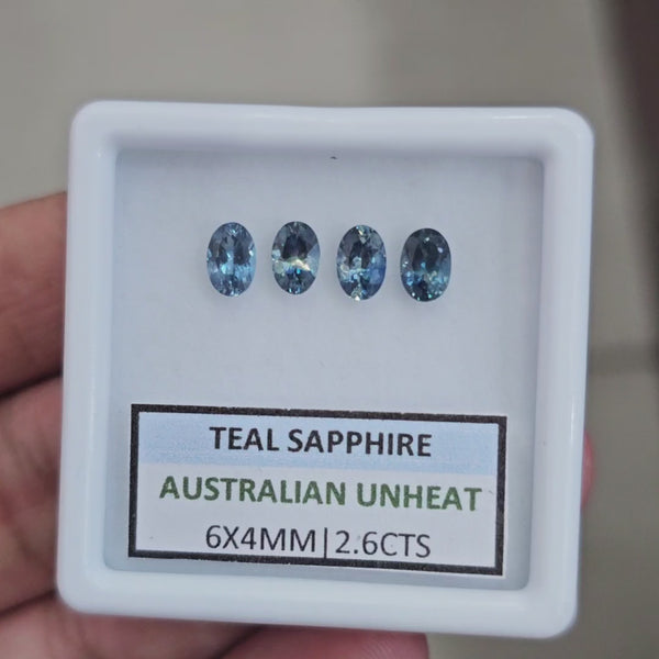 2.6cts  Natural Australian Teal Sapphire | 6X4mm| Oval | Unheated