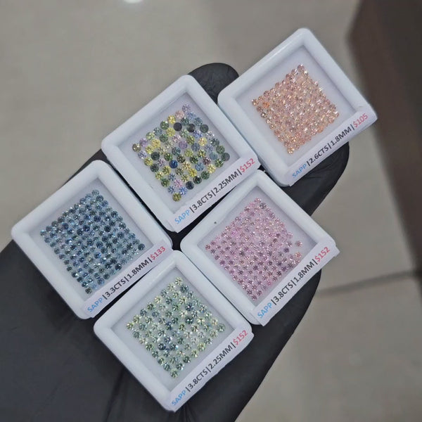 5 Box Set Of Natural Sapphire unheated Ideal Cut | Round | 1.8-2.25mm | Multi Colour