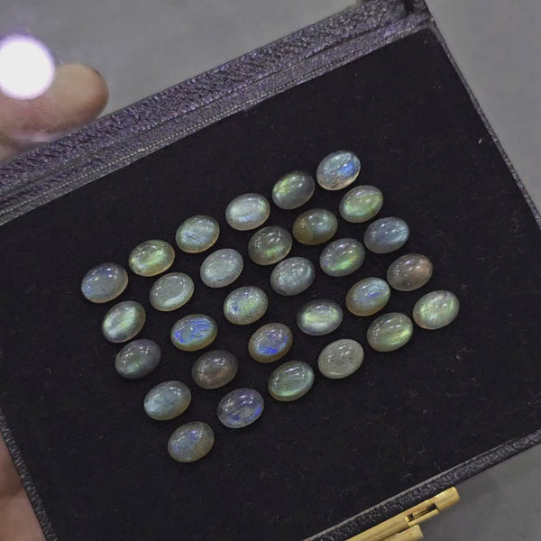 30 Pcs Labradorite Cabochons | 8-14mm | Oval Shape Gemstones