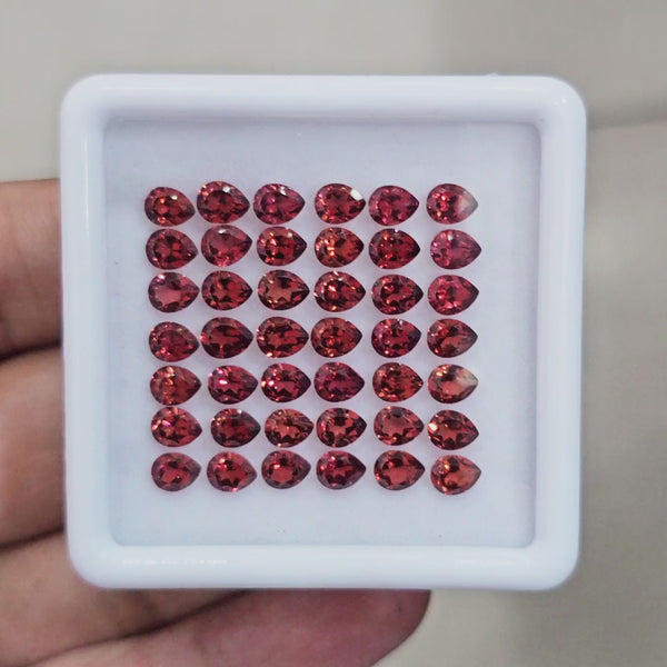 42pcs Natural Mozambique Cherry Garnet Faceted | Pear | Size: 5x4mm