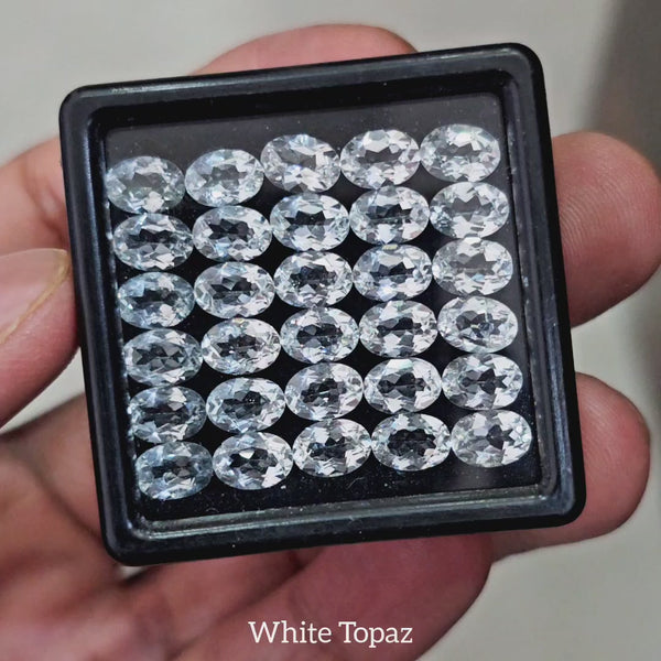 30pcs of Natural White Topaz Faceted  | Oval | Size: 7x5mm