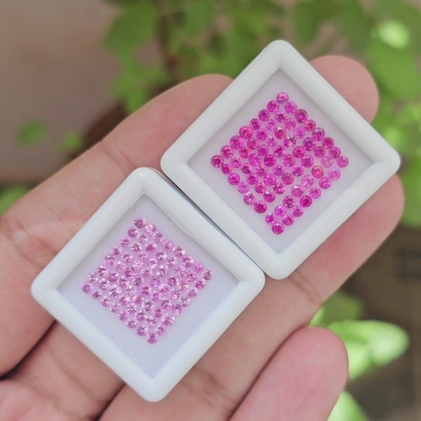 2 Set Of Natural Pink Sapphires (2 box) | Size:2mm | 128 Pcs | with Boxes