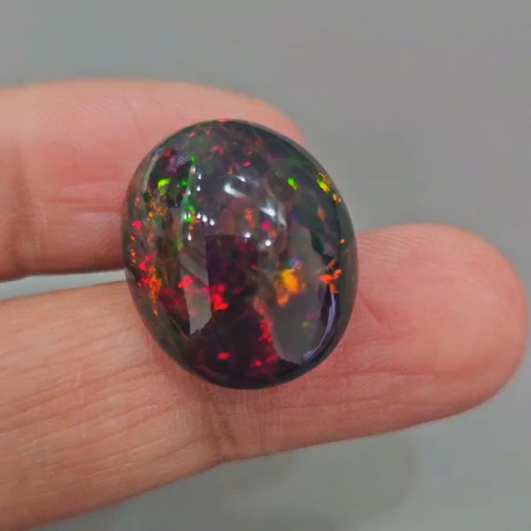 Natural Ethiopian Black Smoked Opal Cabochon | Oval| Size: 23x18mm