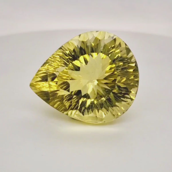 Natural  Lemon Quartz Concave Cut | Shape: Pear | 30x25mm