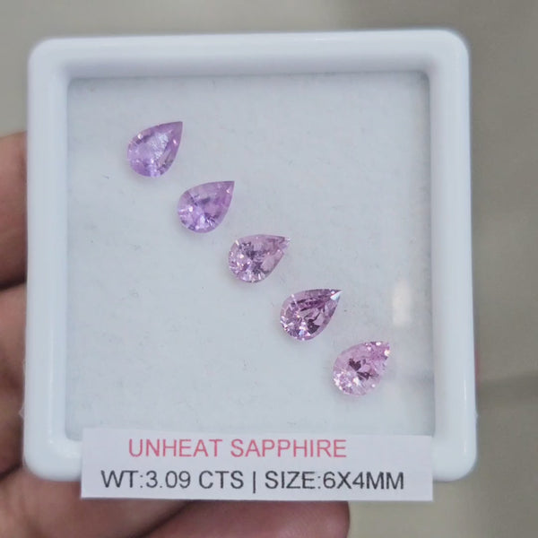 Box Of Natural Sri Lanka Unheated Purple Sapphire  | 6x4mm | Pear