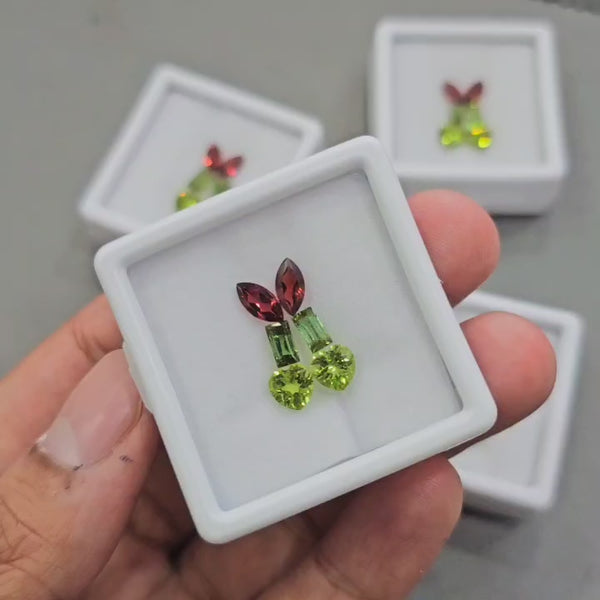 1 Box of  Natural Peridot, Tourmaline & Mozambique Garnet Faceted | Mix Shape | Size: 6mm (average)