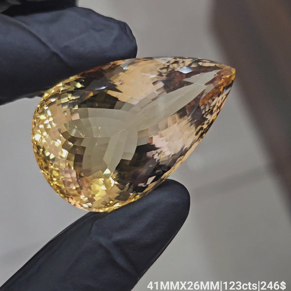 Natural Big Size Citrine Faceted  | Pear | Size: 41x26mm