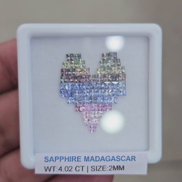 Box Of Natural Madagascar Unheated Sapphire  | 2mm | Square