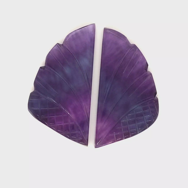 Natural Flourite Stone Pair Carved | Size: 40x20mm