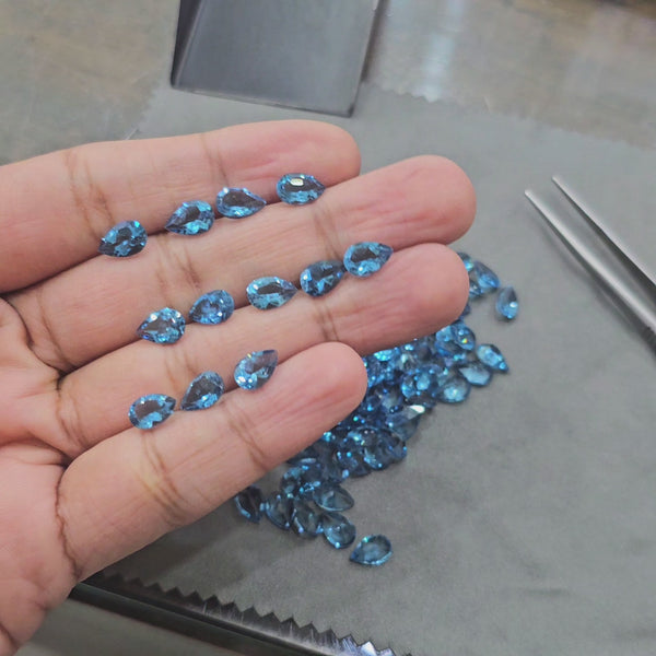 5 Pcs of London Blue Topaz Pears | 9x6mm