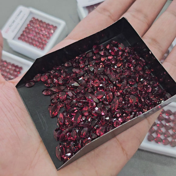 100 Carats of Red Rose Garnets | 150 Pcs approx | 3mm to 9mm sizes