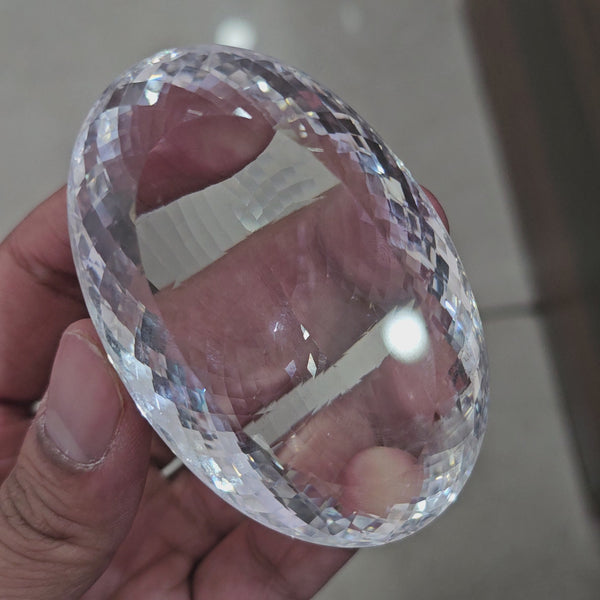 725Cts | Natural Jambo Clear Quartz Faceted | Oval |  75x49mm