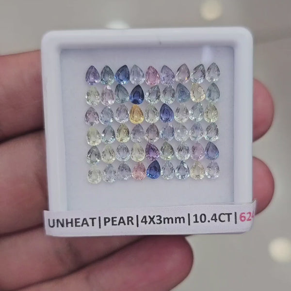 1 Box Of Natural Unheated Sapphire From Sri Lanka | 4X3mm| Pear | Ideal Cut