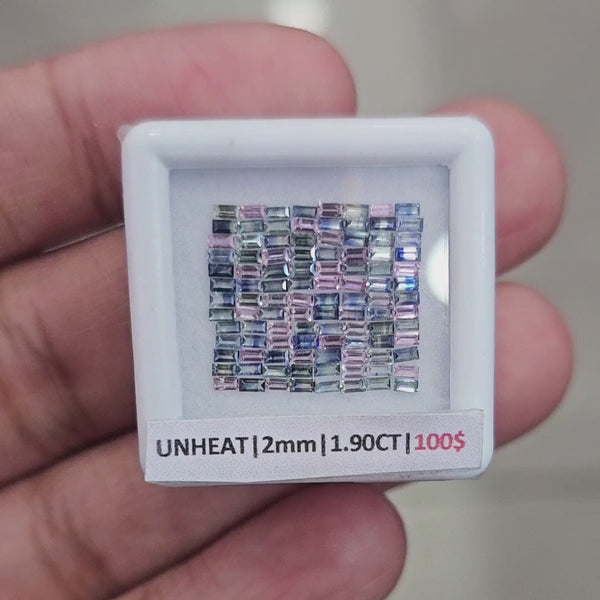 1 Box Of Natural Unheated Sapphire From Sri Lanka | 2mm| Rectangle | Ideal Cut