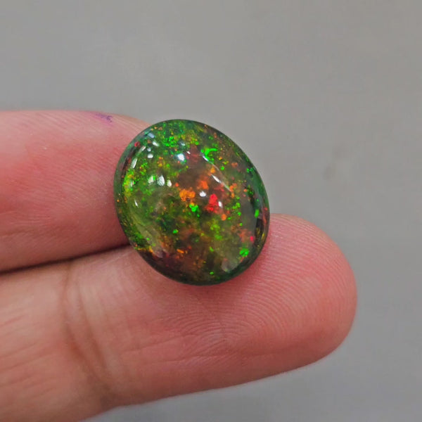 Ethiopian Black Smoked Opal Cabochon | Oval | Size: 17x14mm