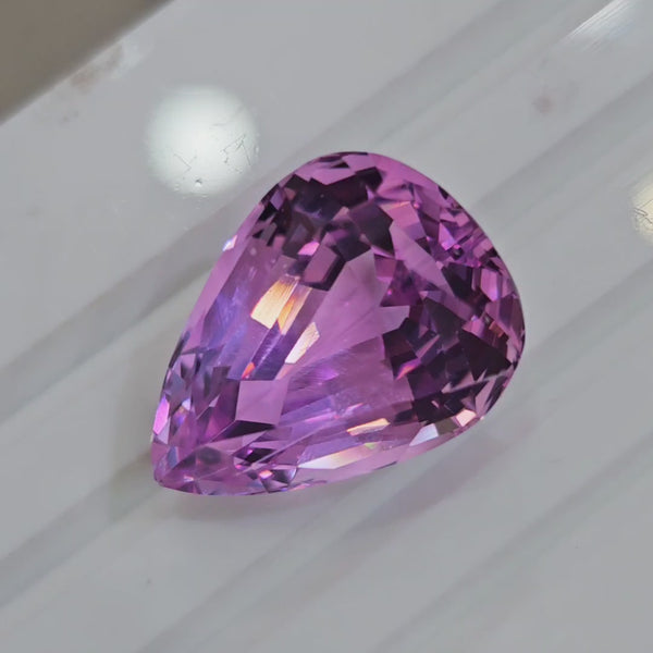 38.8Cts Natural Kunzite Faceted Clean| With Certificate| 25x18mm | Pear |Clean
