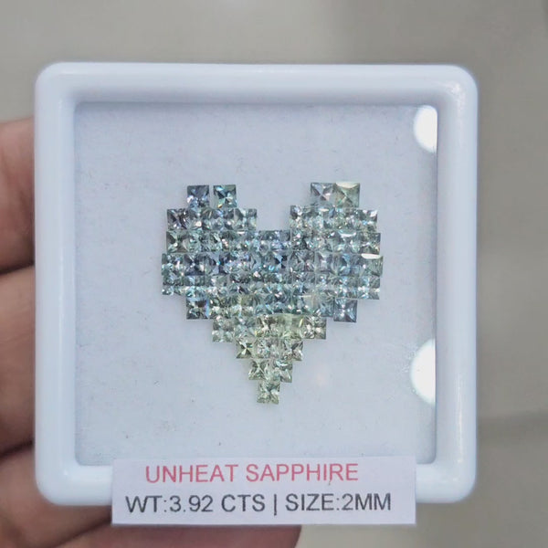 Box Of Natural Sri Lanka Unheated Green Shades Sapphire  | 2mm | Square