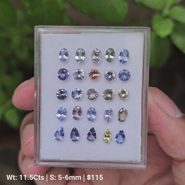 25 Pcs Of Natural Unheated Tanzanite Faceted Gemstone | Shape: Mix | Size:5-6mm