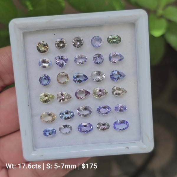 30 Pcs Of Natural Unheated Tanzanite Faceted Gemstone | Shape: Mix | Size:5-7mm